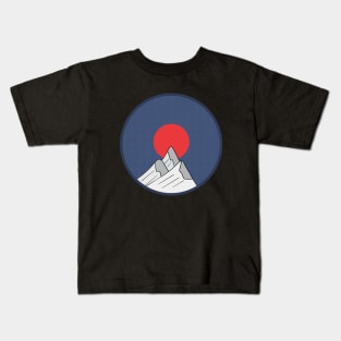 Frozen mountain with red sun Kids T-Shirt